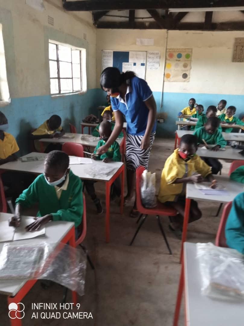 Pupils learning inside a completed Simooya classroom