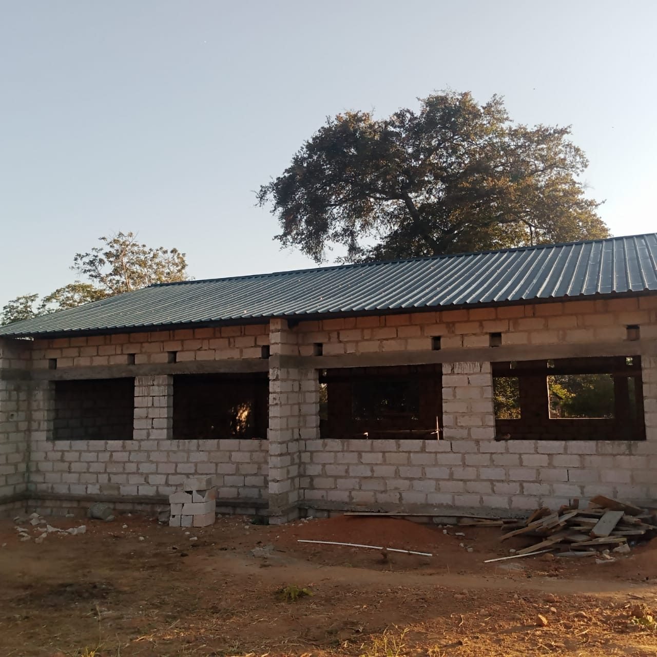 The new building with its roof sheeting installed